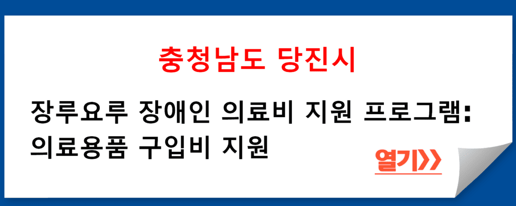 충청남도 당진시 장루요루 장애인 의료비 지원 프로그램: 의료용품 구입비 지원을 통한 삶의 질 향상