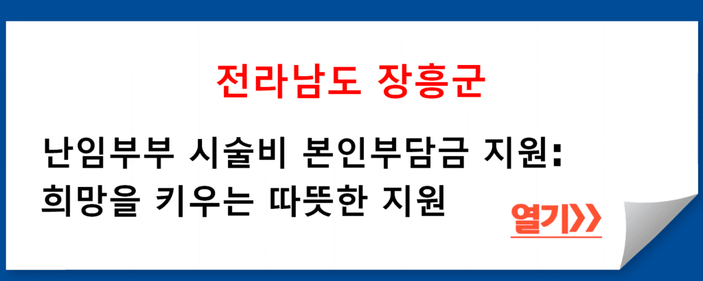 전라남도 장흥군의 난임부부 시술비 본인부담금 지원 프로그램: