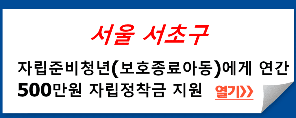 서울 서초구, 자립준비청년(보호종료아동)에게 연간 500만원 자립정착금 지원