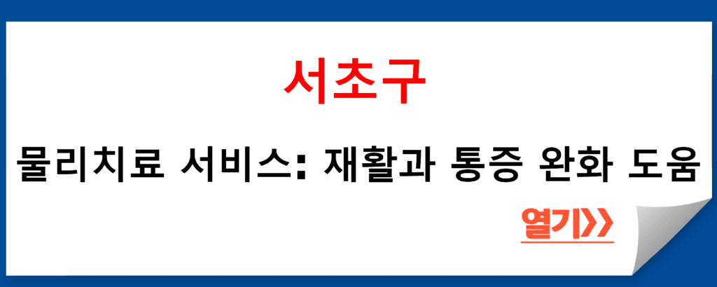 서초구 재활 및 통증 완화를 위한 물리치료: 모든 시민을 위한 의료 서비스 지원