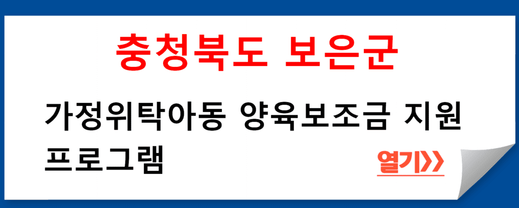 충청북도 보은군에서 실시하는 가정위탁아동 양육보조금 지원 프로그램