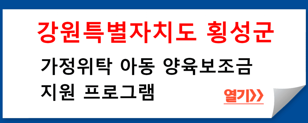 강원특별자치도 횡성군 가정위탁 아동 양육보조금 지원 프로그램