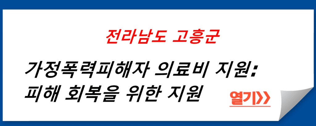 가정폭력 피해자 의료비 지원: 전라남도 고흥군의 피해자 회복을 위한 지원