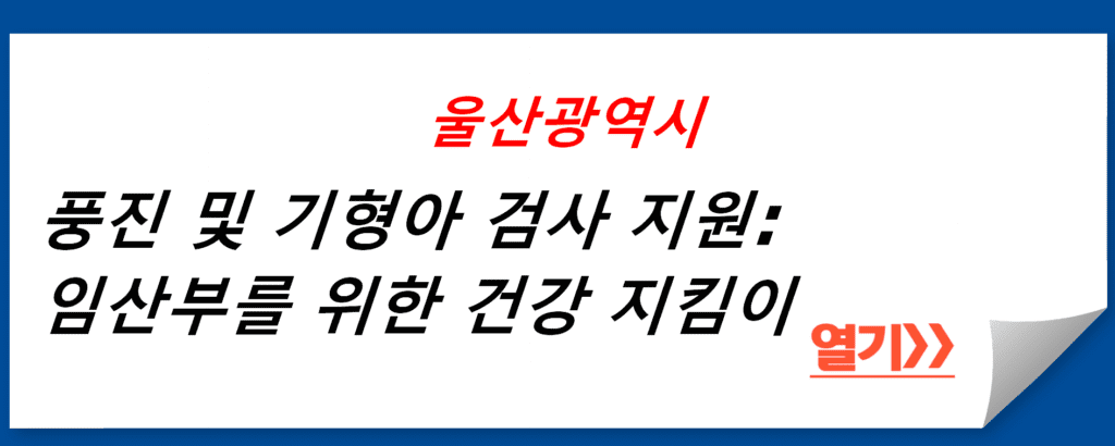 울산광역시의 풍진 및 기형아 검사 지원: 임산부를 위한 건강 지킴이