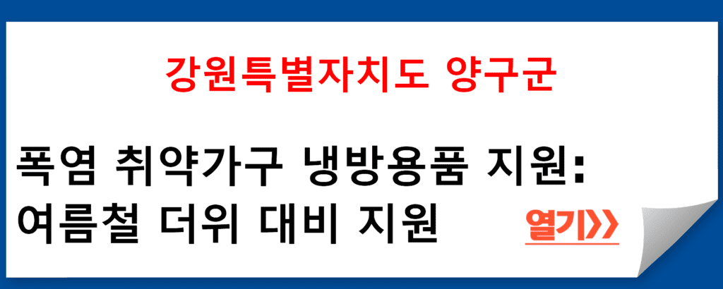 강원특별자치도 양구군의 폭염 취약가구 냉방용품 지원: 여름철 더위 대비 지원