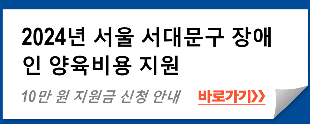 2024년 서울 서대문구 장애인 양육비용 지원: 10만 원 지원금 신청 안내