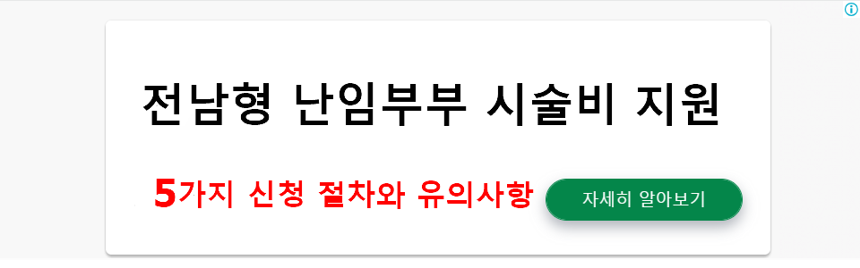 전남형 난임부부 시술비 지원 5가지 신청 절차와 유의사항