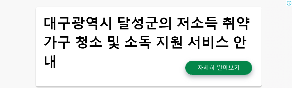 대구광역시 달성군의 저소득 취약가구 청소 및 소독 지원 서비스 안내