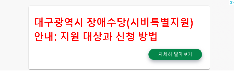 대구광역시 장애수당-시비특별지원 안내